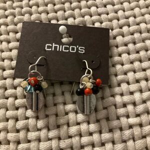 0022- Chico's Silver and Multicolor Beaded Earrings